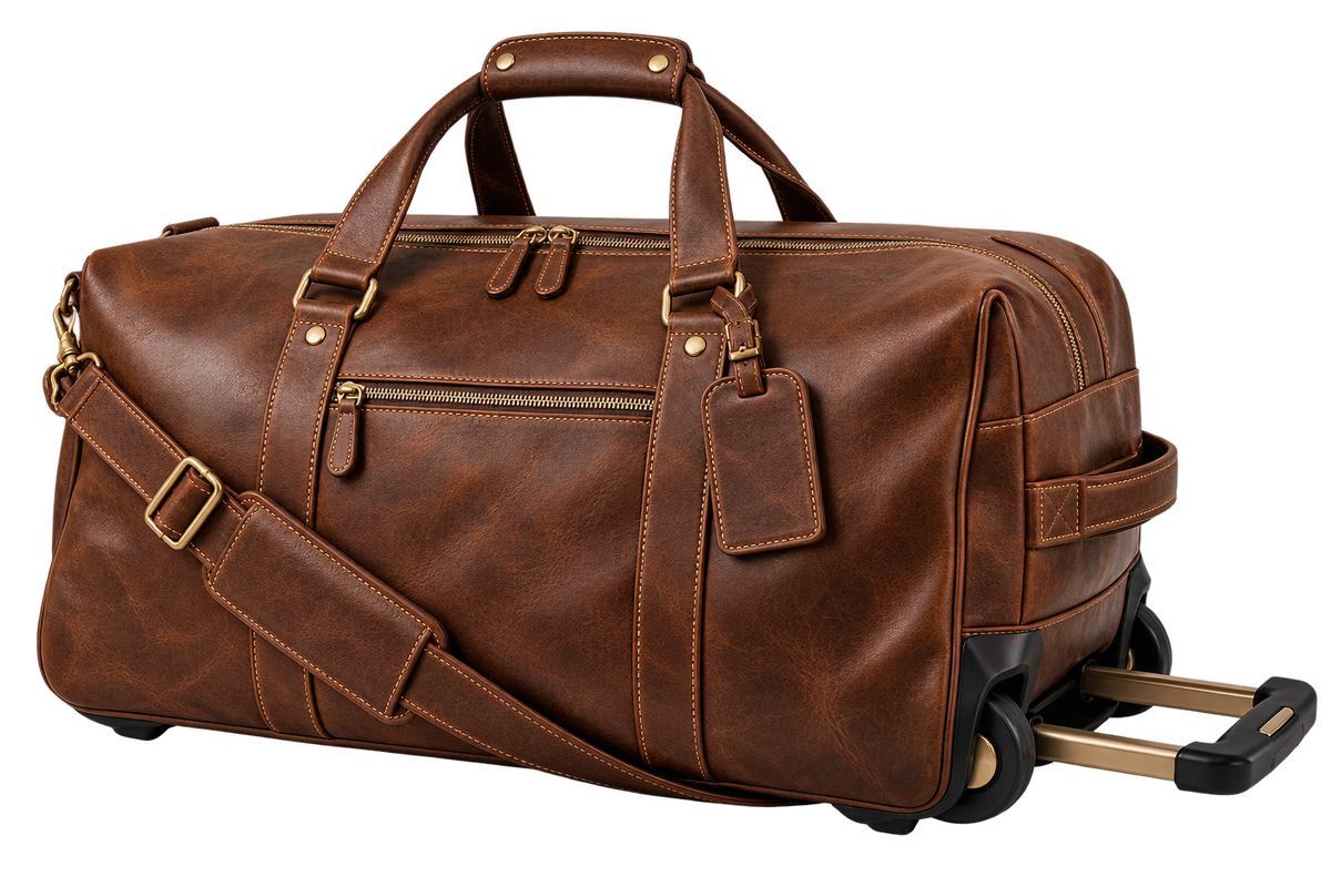 Brantley Rolling Duffel — Full Grain Leather with Smooth Rolling Wheels