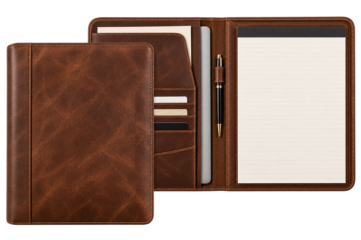 Fairbank Leather Portfolio — Full Grain Leather with a Padded Device Sleeve