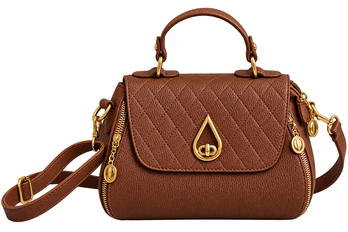 Averton Top-Handle Satchel — Quilted Leather with Gold Tone Accents
