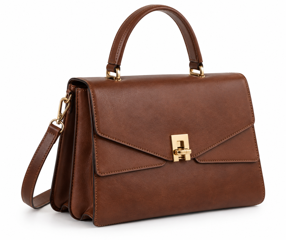 The Rigsby Satchel — Structured Leather Crossbody Handbag with Turn-Lock Closure