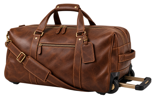 Brantley Rolling Duffel — Full Grain Leather with Smooth Rolling Wheels